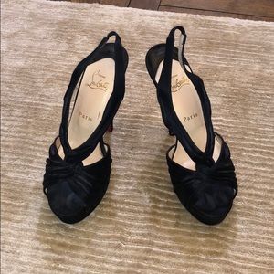 Christian Louboutin platform satin sling backs